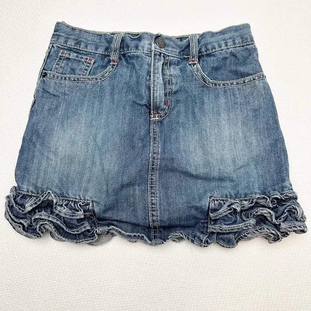 Gymboree Girls Bottoms, Ruffle Hem Mini Jean Skorts, Sz 10